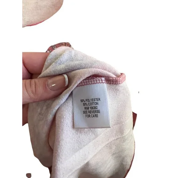 Xcit U.S.A. Floral Long Sleeve Pink Top Rhinestones Women's Size M Y2K - Picture 5 of 6